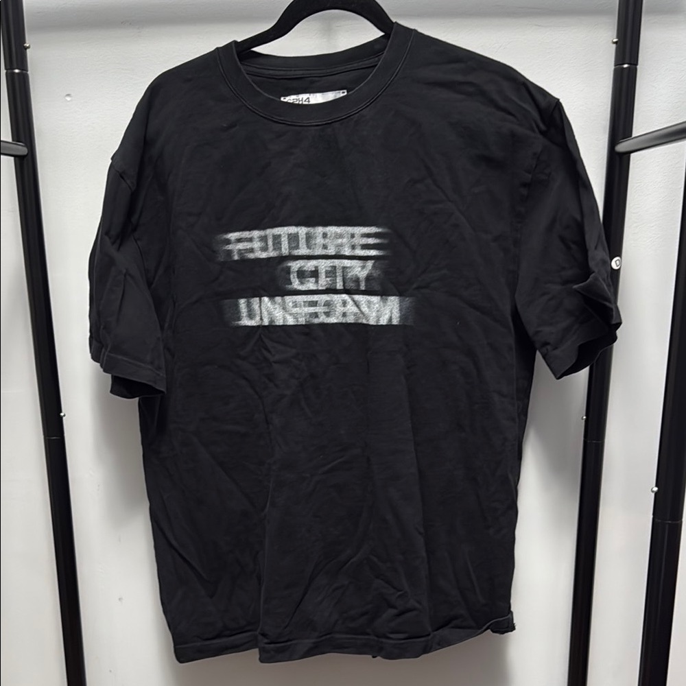 Black Graphic Tee with White Text